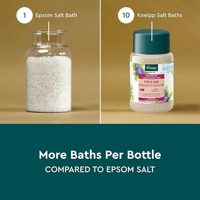 Kneipp Stiff & Sore Juniper Mineral Bath Salt with Wintergreen & Rosemary - 17.6 oz - Up to 10 Baths
