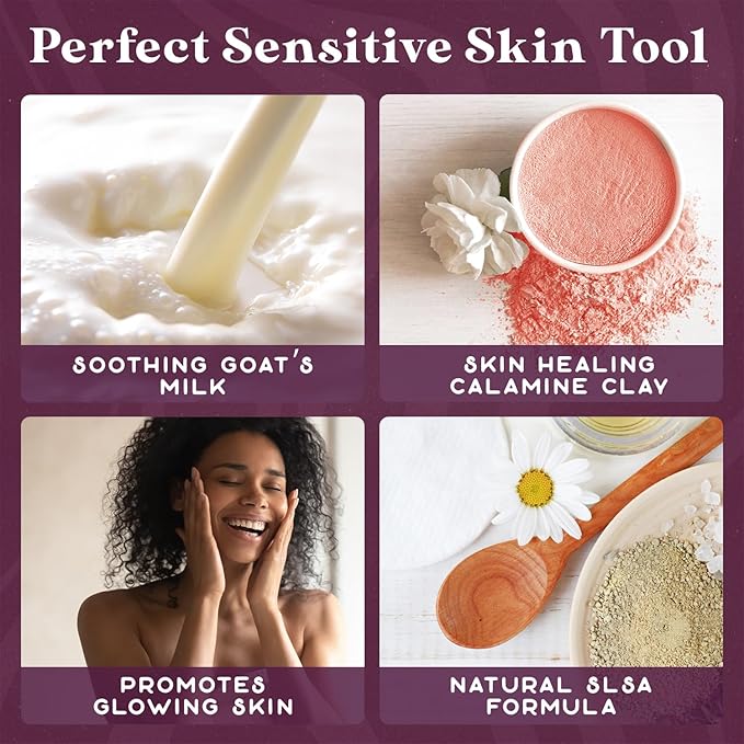 Purple Canyon Glowing Goat Natural Bath Bombs | Skin Moisturizing Goat Milk with Pink Calamine Clay for Sensitive Skin | Fragrance Free Handmade Bath Bombs for Skin Care