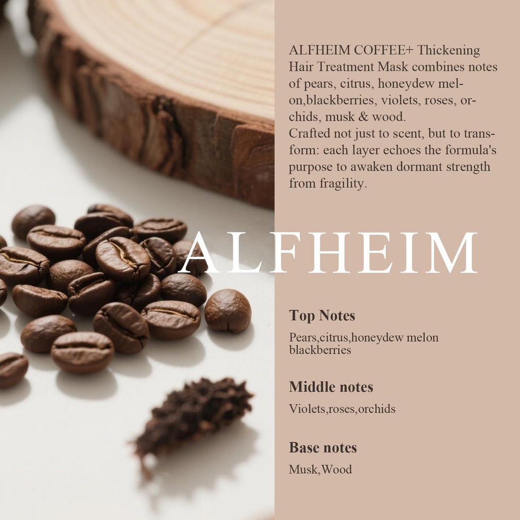 Alfheim Coffee+ Thickening Hair Mask | Biotin & Caffeine for Fine & Thinning Hair | Deep Conditioning & Strengthening Treatment | Moisturizes, Repairs & Adds Volume | Sulfate-Free & Color-Safe 8.45 oz