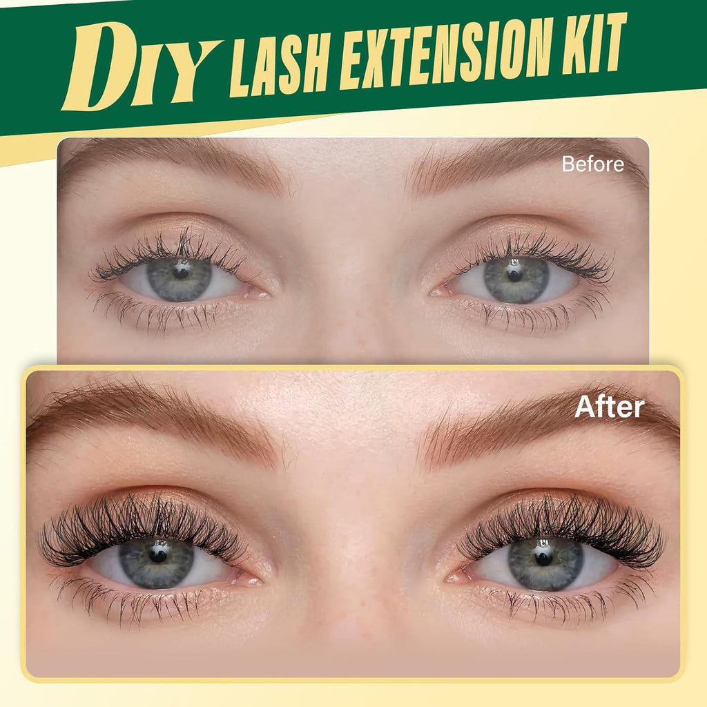 KEYYOULASH DIY Lash Extension Kit 144pcs 8-18MIX Lash Clusters Eyelash Extension Kit with Lash Bond and Seal,Remover,Applicators for DIY Lash Extensions at Home (KY02 Kit)