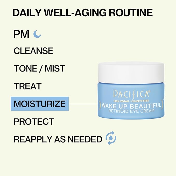 Pacifica Wake Up Beautiful Retinoid Eye Cream – Anti-Aging Under Eye Cream for Fine Lines & Wrinkles, Infused w/ Retinoid, Melatonin & Mushrooms for Puffiness, Dark Circles & Eye Bags Daily Treatment