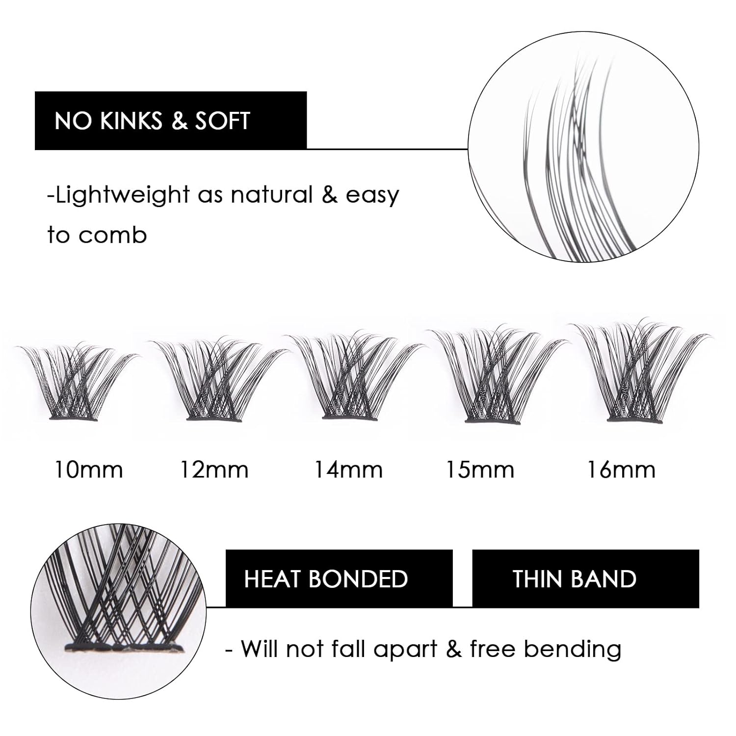 Cluster Lashes 72 Individual Lashes Clusters Eyelash Extensions False Eyelashes DIY Lash Extension Kit Reusable False Eyelashes Natural Look Mix 10-16mm C D Curl-DM01