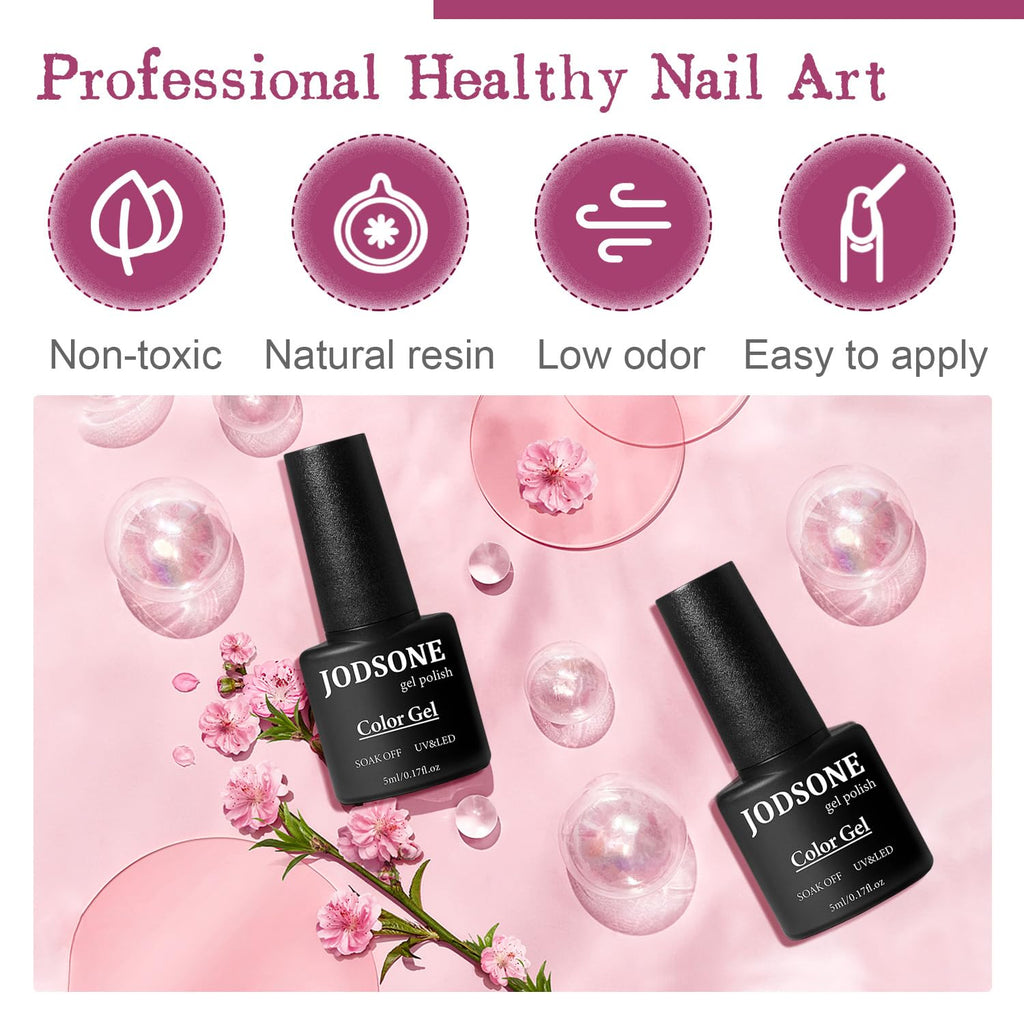 JODSONE Gel Nail Polish Starter Set Ribbon Glitter Summer Light Winter Dark Glossy 36-Piece Multi-color Gel Nail Polish Set