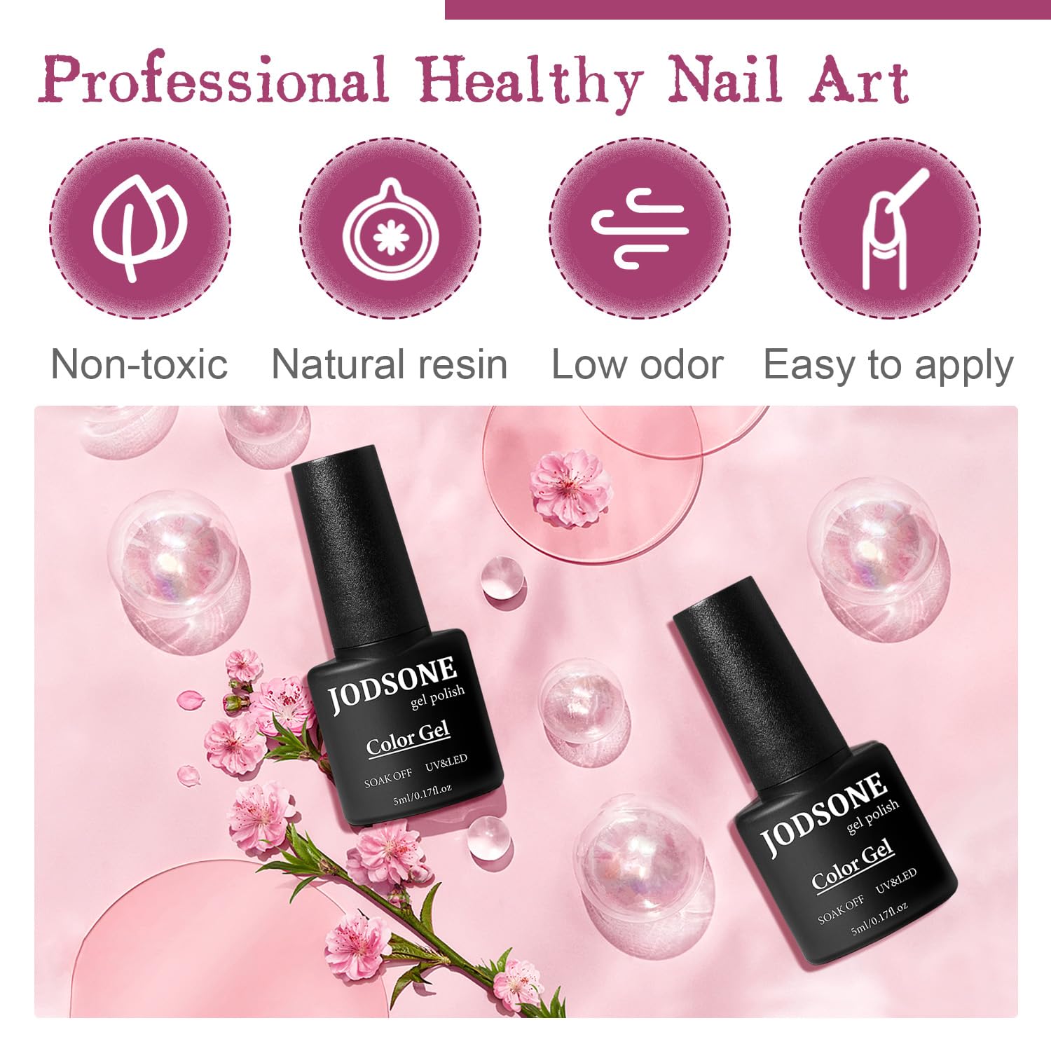 JODSONE Gel Nail Polish Starter Set Ribbon Glitter Summer Light Winter Dark Glossy 36-Piece Multi-color Gel Nail Polish Set