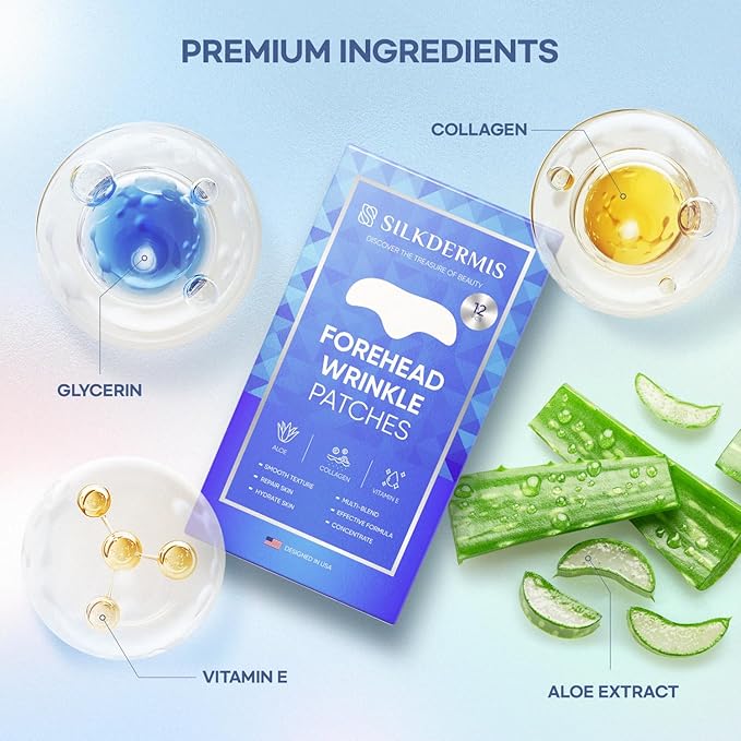 Anti Forehead Wrinkle Patches: Anti Wrinkle Facial Patches overnight- Forehead Wrinkles Treatment 144 pcs (Blue(12pcs))