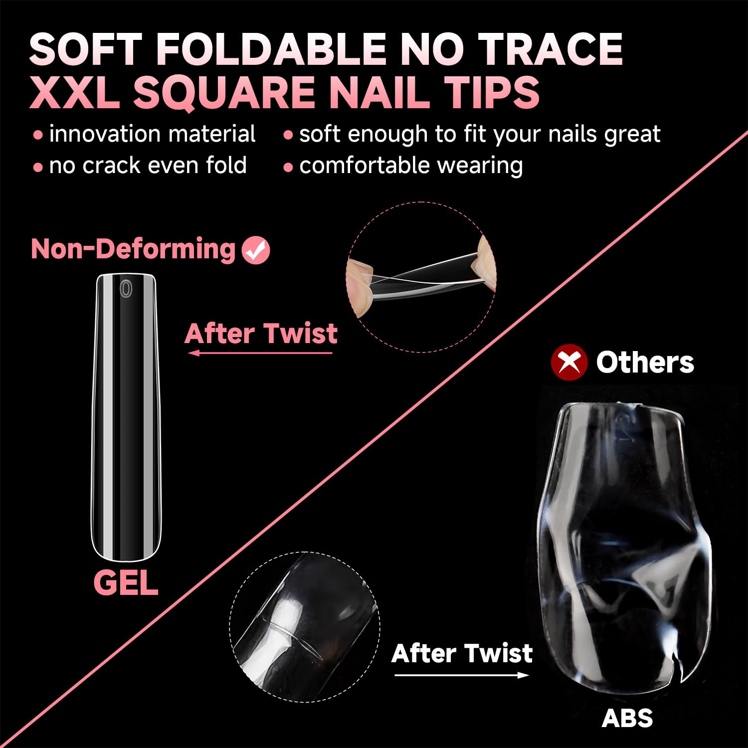 UNA GELLA Extra Long Tapered Sqaure Nail Tips Full Cover 504pcs No C Curve Clear Gel Nail Tips XXL Long Straight Nails Tips Acrylic Nails Square Gel Nails for DIY Nail Art 12 Sizes