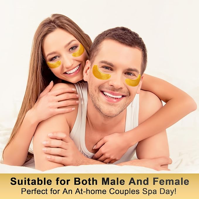 Under Eye Patches (24Pairs) - Golden Eye Mask with Collagen, Cooling Eye Care for Wrinkles, Puffy Eyes & Dark Circles, Skincare Treatment for Men & Women