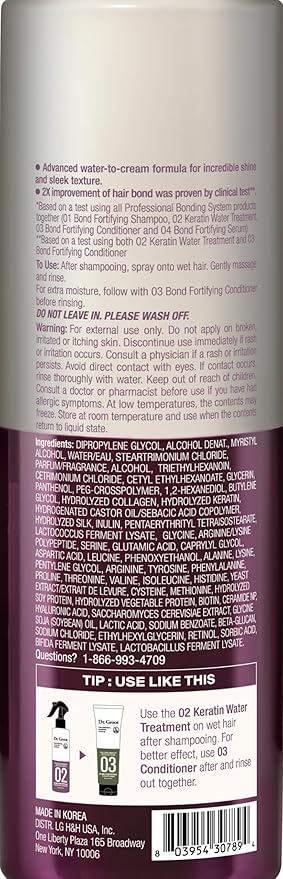 Dr. Groot Bond Fortifying Keratin Treatment, Clinically Proven for Repair and Thickening of Dry, Thin, Damaged Hair - Hair Mask, Glass Hair Effect, Korean Professional Bonding System