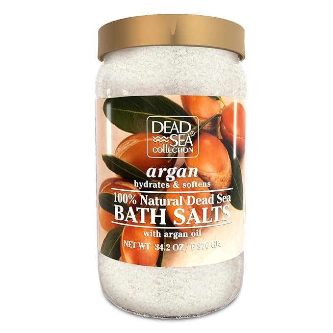 Dead Sea Collection Bath Salts with Argan – Pure Dead Sea Salt and Argan Oil - Nourishing Soothing and Relaxing Skin and Muscle – 34.2 Oz