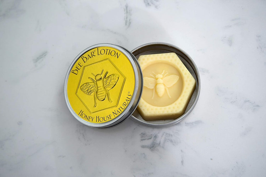 Honey House Naturals Bee Bar Duo – Vanilla - Small .6 Ounce and Large 2 Ounce– All Natural Ultra Moisturizing Lotion Bar Infused with Essential Oils and Butters – Made in USA