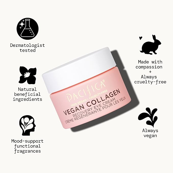 Pacifica Beauty, Vegan Collagen Overnight Recovery Eye & Face Cream, Hyaluronic Acid, Caffeine, Vitamin C & E, Hydrating & Moisturizing Skin Care for Aging and Dry Skin, 15ml - 0.5 fl oz