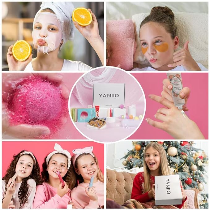 84 Piece Girls Spa Party Supplies Set, Face Masks, Hand Creams, Eye Patches, Bath Bombs, Lip Balms, 12 Person Kit