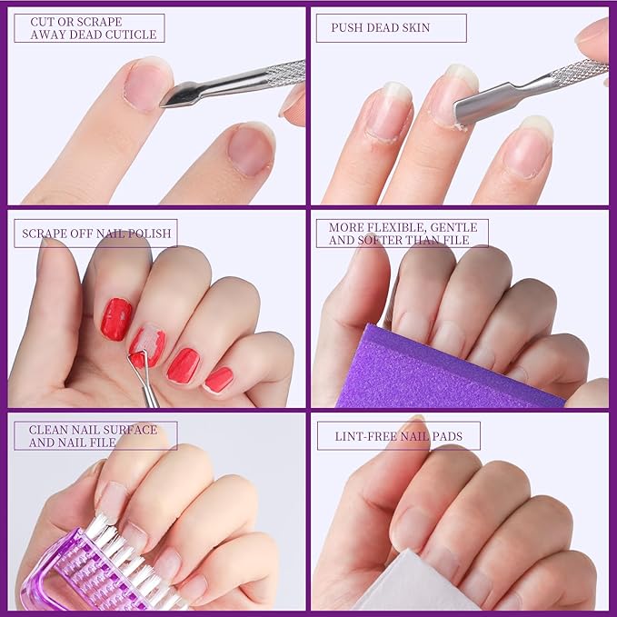 Teenitor Nail Files and Buffers, Cuticle Remover, Nail Care Kit, Nail File, Cuticle Softener, Cuticle Oil, Cuticle Pusher, Cuticle Peeler Scraper, Cuticle Remover Liquid, Nail File Kit Lavender