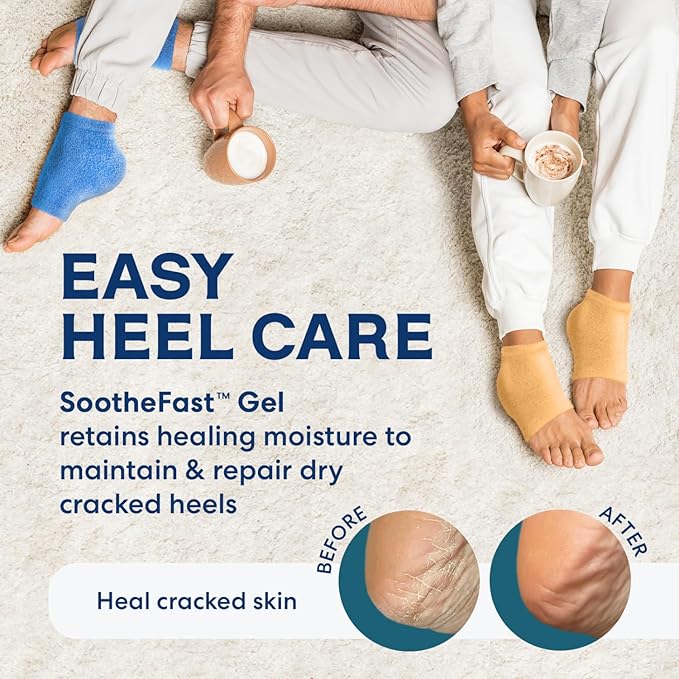 Dr. Frederick's Original Moisturizing Fuzzy Heel Socks - 2 Pairs - Cozy Gel-Lined Sleep Socks for Women & Men - Soothes Dry, Cracked Feet - Heel Repair - Variety Pack