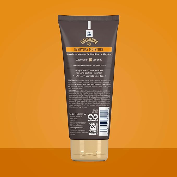 Gold Bond Men's Essentials Everyday Moisture Daily Body & Hand Cream, 6.5 oz., With Vitamin C