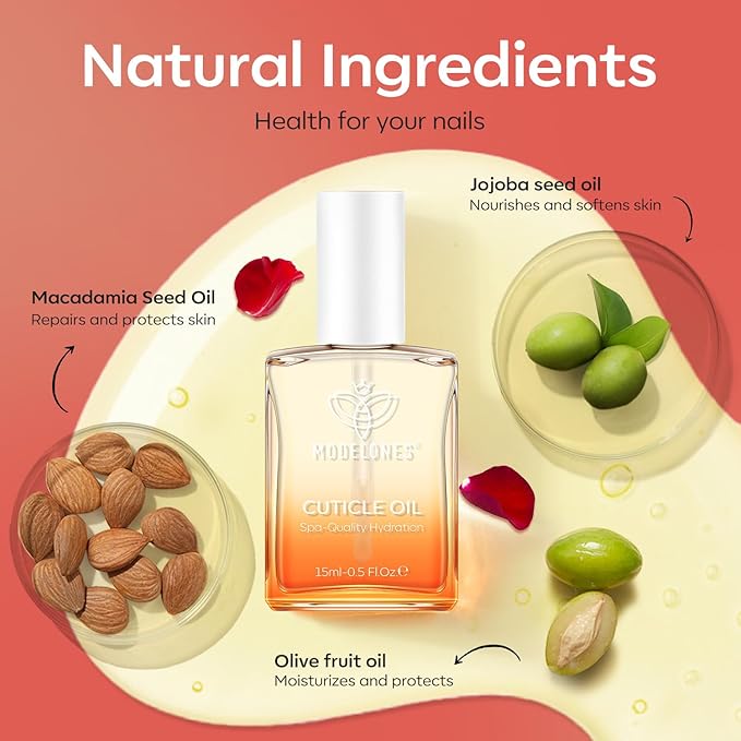modelones Cuticle Oil for Nails Rose Nail Oil for Growth and Strength Nail Growth Oil Cuticle Care Quick Dry Nail Care Moisturize and Strengthen Damaged Nails 15ml 0.5Fl Oz