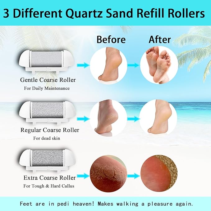 Electric Foot Callus Remover- Long Service Time, Rechargeable Electronic Foot File- Ideal Gift, Professional Pedicure Tools, Waterproof Foot Scrubber, Pedicure Kit Feet Care for Dead Skin (White)