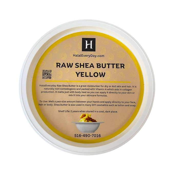 HalalEveryDay Yellow Shea Butter from Ghana – Raw & Unrefined – 24oz Tamper-Proof Jar | Natural African Shea Butter for Skin, Hair, Body, DIY Body Butters, Lotions, and Hair Care | Ready to Use