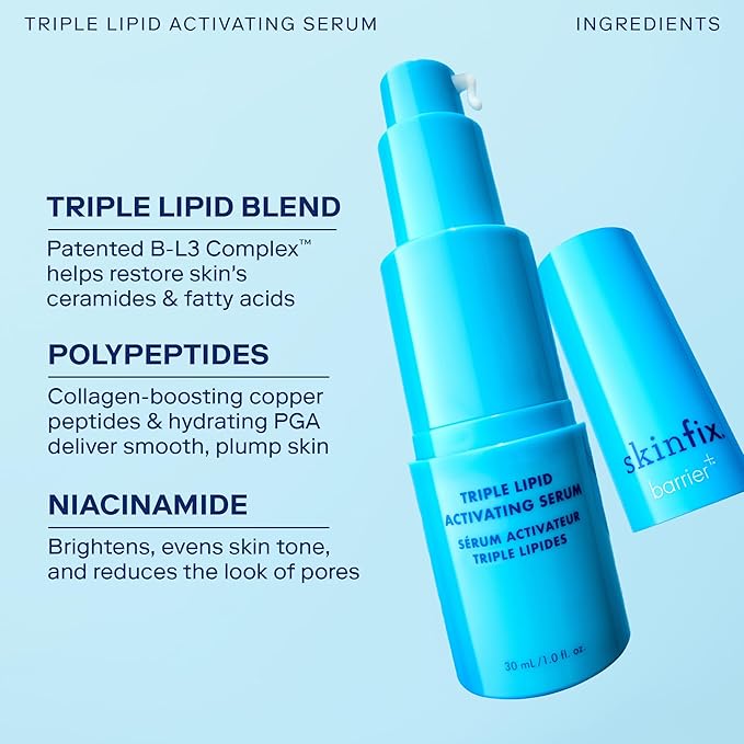 Skinfix Barrier+ Triple Lipid Activating Serum: Featuring Patented* Anti-Aging B-L3™ Complex and 10 Potent Active Ingredients for Firmer, Plumper, and Smoother Skin, 1 oz