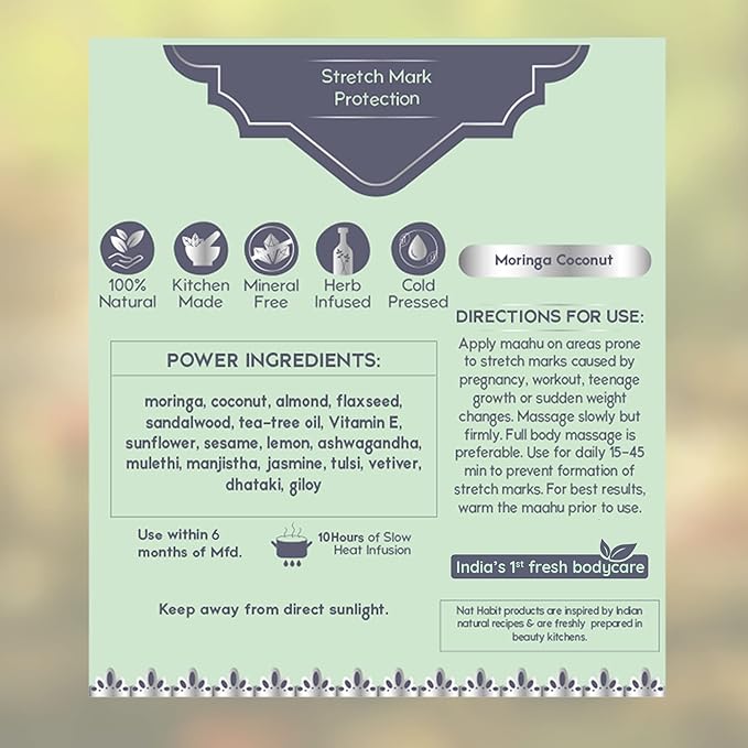 Pure Moringa Coconut Maahu, Ayurvedic Body Massage Oil, 100ml
