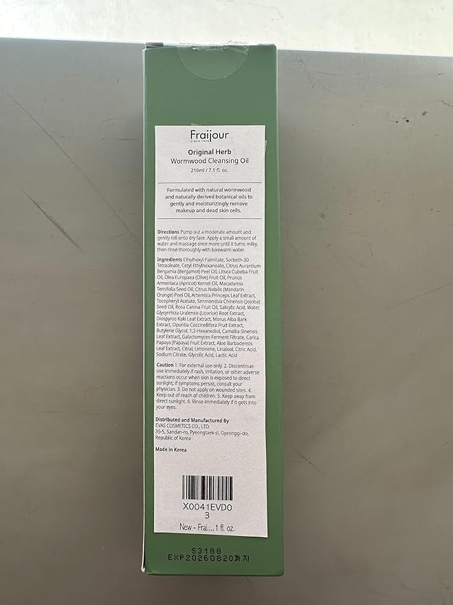 Herb Wormwood Cleansing Oil – Korean Deep Cleansing Makeup Remover & Pore Minimizer for Oily, Acne-Prone Skin, AHA BHA Exfoliation, Olive & Jojoba Oils, Lightweight, 7.1 fl.oz.