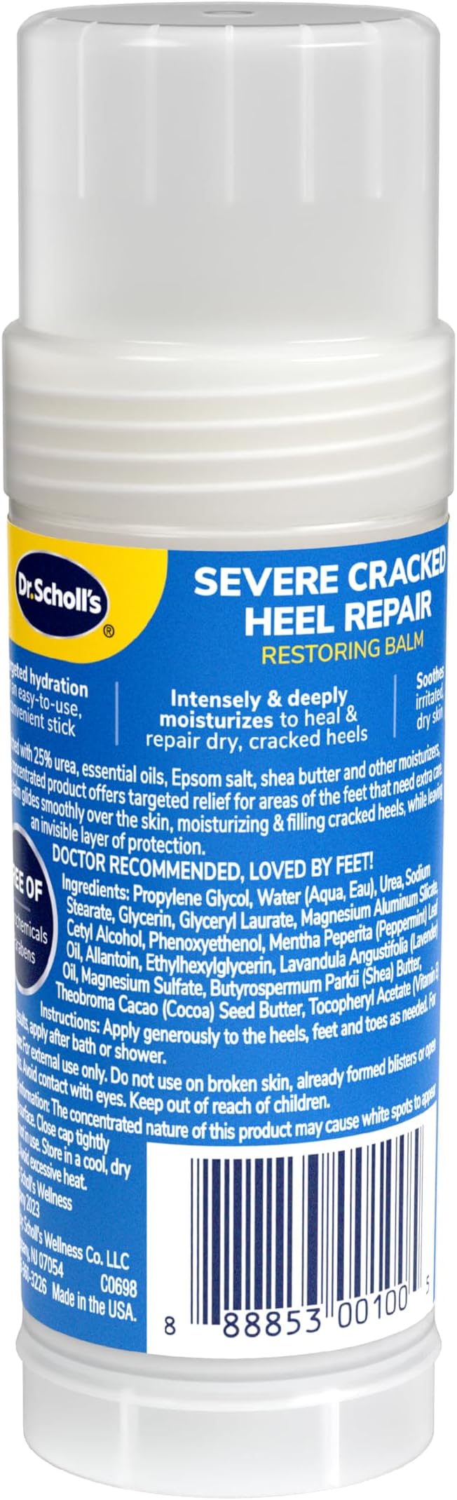 Dr. Scholl's Severe Cracked Heel Repair Restoring Balm 2.5oz, with 25% Urea for Dry, Cracked Feet, Heals and Moisturizes for Healthy Feet, Epsom Salt Soothes, Safe for Diabetics, 3-pack
