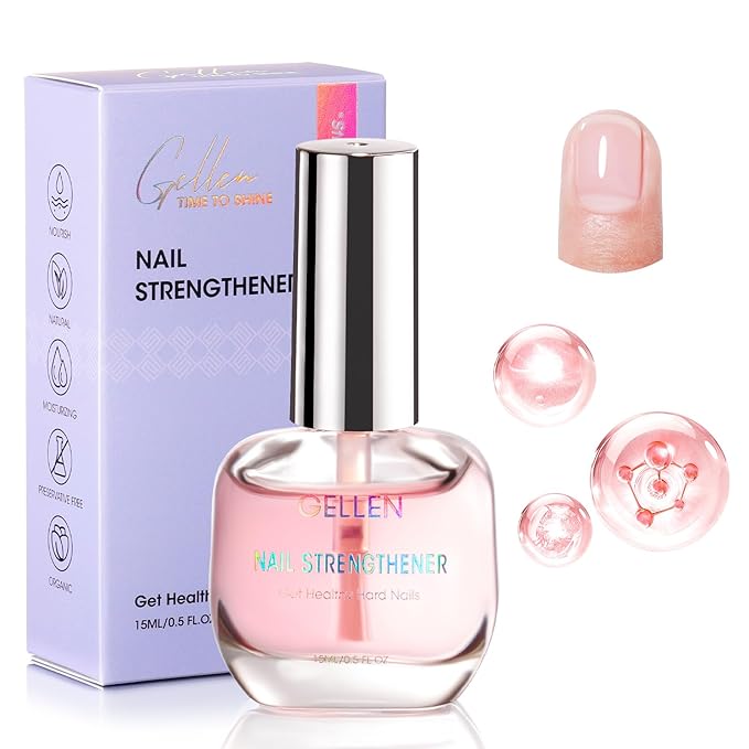 Gellen Nail Strengthener Protein | Nail Growth Strengthen & Repair Thin Weak Damaged Nails | Keratin Calcium Nourish Nail Care Treatment Sakura Scent, 15ml Air Dry Clear Finish
