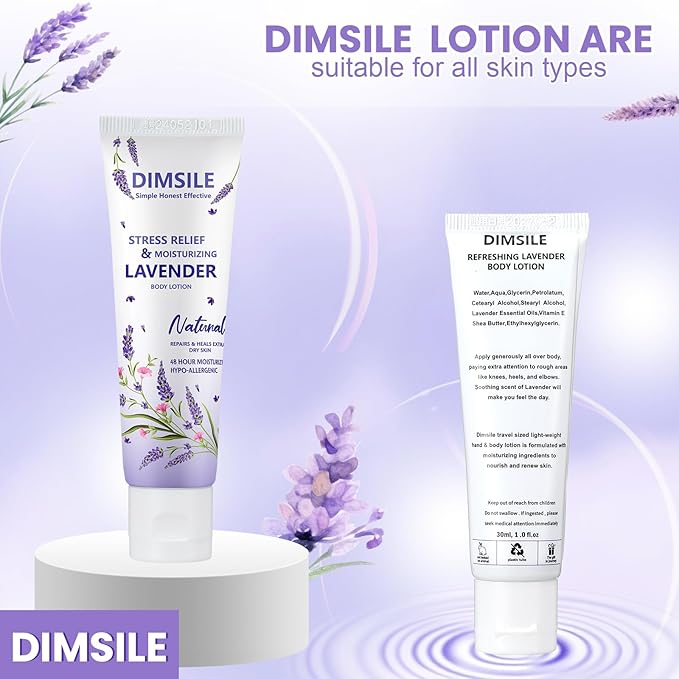 50 Pack Lavender Travel Size Body Lotion 1 Oz Dry Skin Moisturizer with Flip Cap for Extra Dry Skin, for Inns and Hotels, Airlines, Offices, Gyms and More