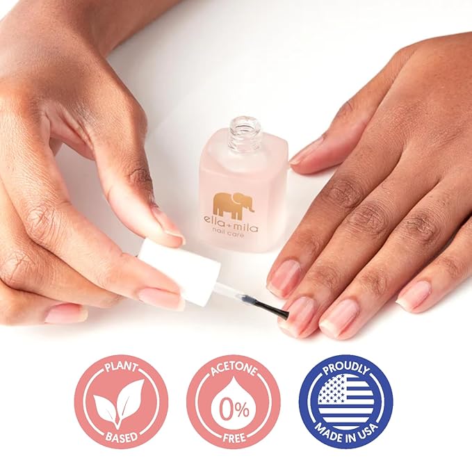 ella+mila "First Aid Kiss" Nail Strengthener and Growth treatment- Nail Repair Solution & Growth Treatment for Thin, Brittle & Damaged Nails - Nail Hardener with Vitamin E (0.45 fl oz)