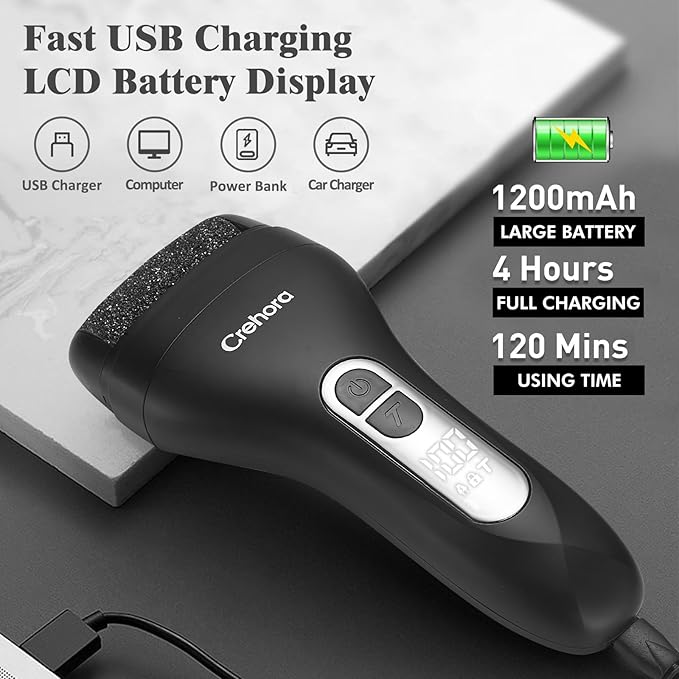Rechargeable Electric Foot Callus Remover - Waterproof Pedicure Tool for Hard, Cracked, Dry Skin