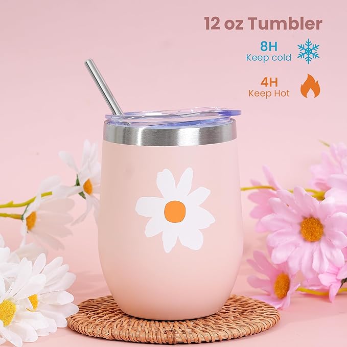 DaisyBee(7PC) Birthday Gift Hamper for Women, Get Well Soon Gift Set, Self Care Gifts for Girls with Cozy Blanket, Bow Headband, Aroma Candle, Tumbler, Mothers Day Gifts, Relaxation Care Package Set