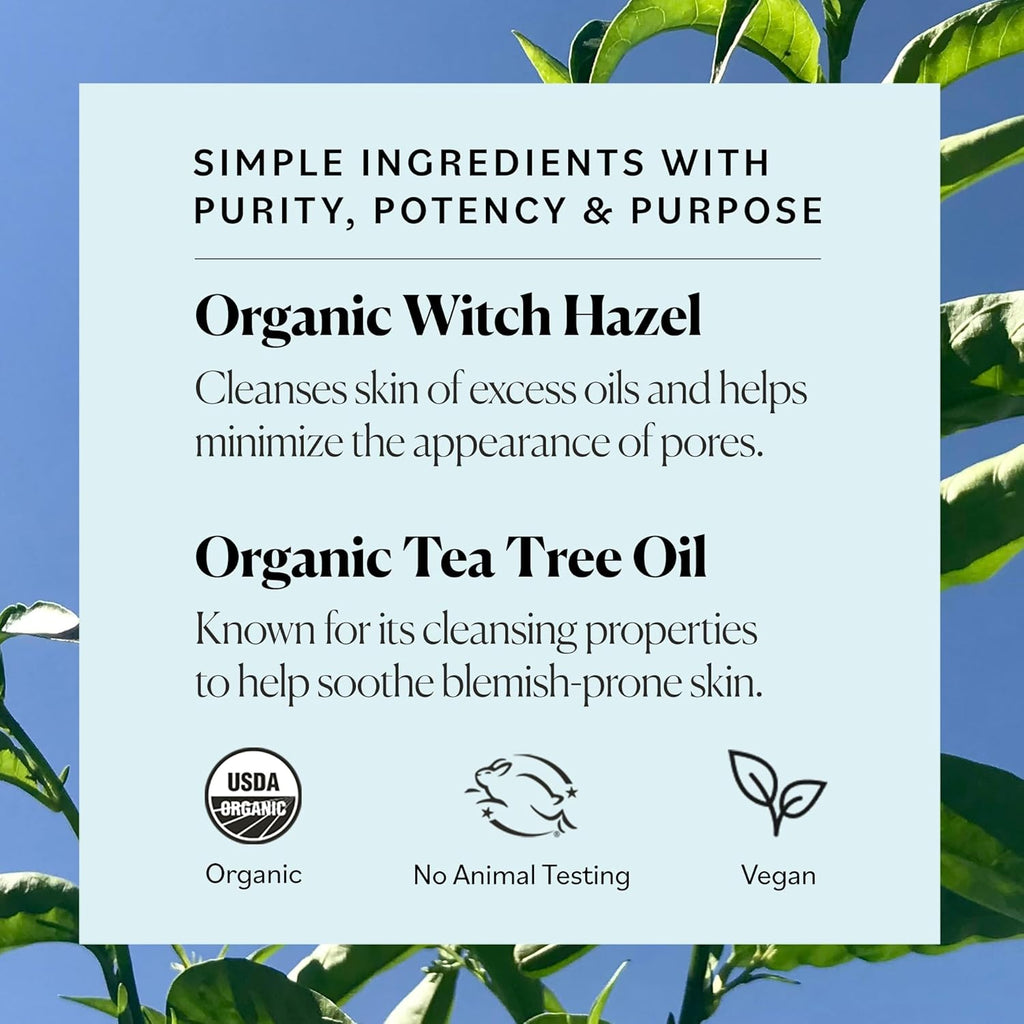 Sky Organics Organic Tea Tree & Witch Hazel for Face, Purifying Facial Toner to Hydrate, Soothe, Cleanse and Balance Blemish-Prone Skin, Helps Minimize The Appearance of Pores, 8 fl oz webook
