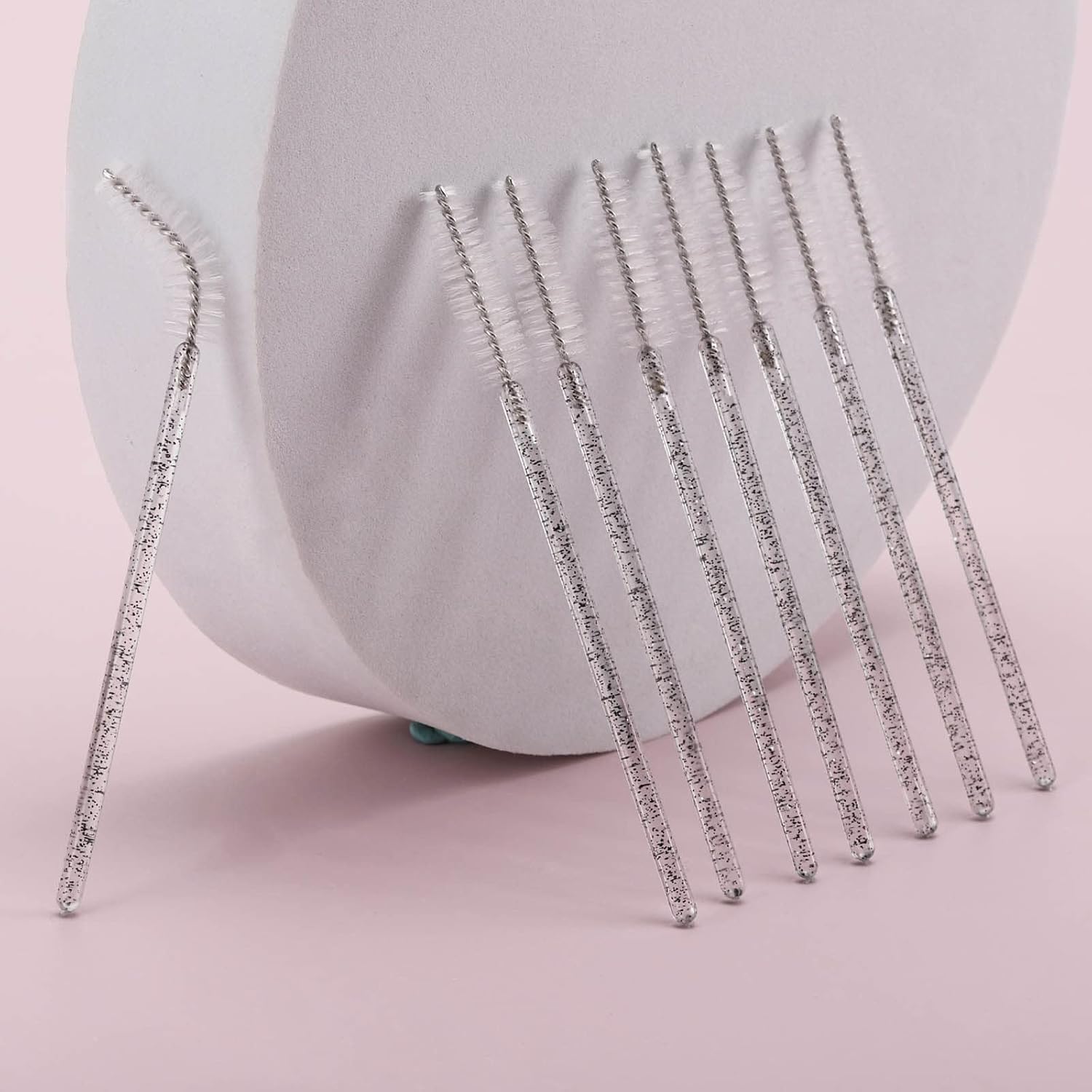 Tbestmax 300 Pcs Disposable Spoolies, Mascara Wand Eyelashes Brushes Applicator for Eyebrow Eye Lash Extension Black Stick White Head