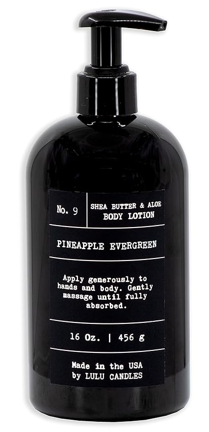 Lulu Candles | Pineapple Evergreen | Moisturizing Body Lotion | Soothing Shea Butter & Aloe | Gentle Lotion Nourishes Dry Skin With Moisture, No Paraben, Dye Free, Non-Greasy - 16 Fl. Oz
