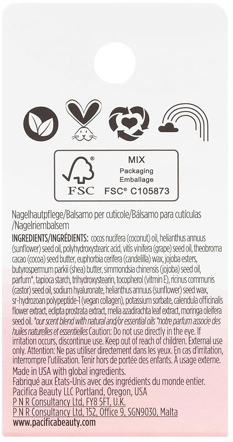 Pacifica Beauty Vegan Collagen Cuticle Balm, Bath and Body, Nail Care, Nail Repair for Dry Damaged Nails, Cuticle Cream, Cuticle Care, Nail Treatment, Skin Care, Body Care, 0.3 fl oz (1 Count)