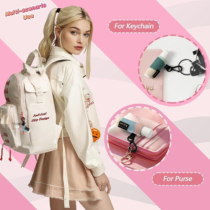 Chapstick Holder Key Chain, Lip Balm Holder for Chapstick Lip Gloss, Elastic Sleeve Chapstick Keychain Holder for Keys Purse Lanyard Gift for Women Girls (Color Clash, 4pcs)