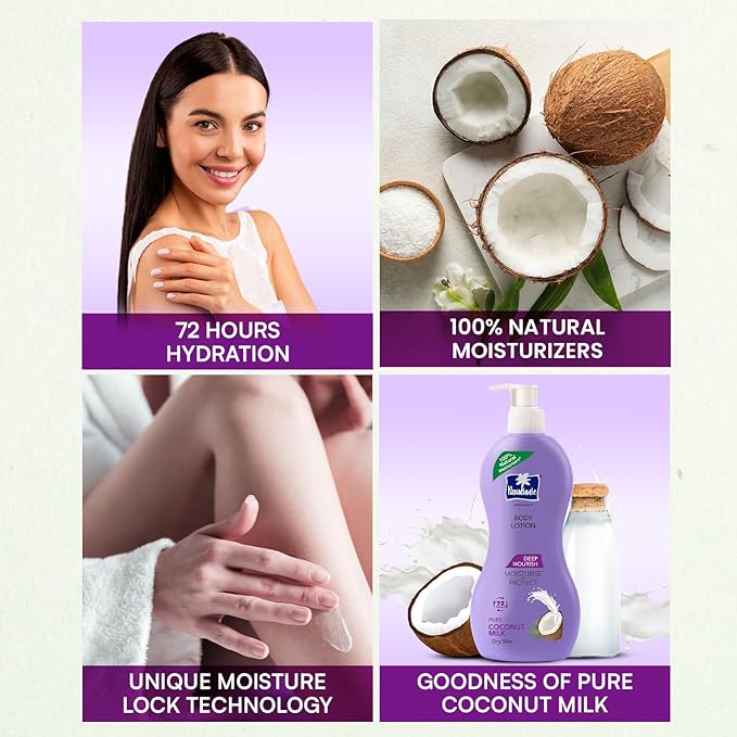 Parachute Advansed Deep Nourish Body Lotion with Pure Coconut Milk| For Women & Men |Restore Dry Skin| 100% Natural, 72h moisturization |13.5 Fl.oz. (Pack of 2)