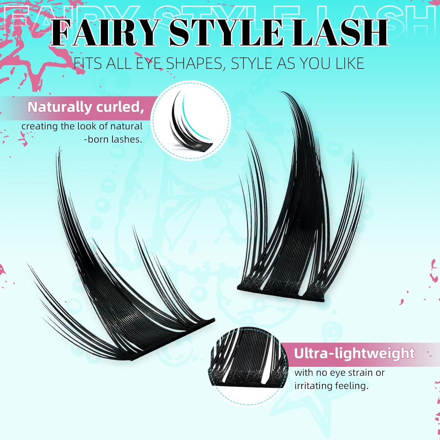 Lash Clusters Kit 160PCS Fairy Eyelash Clusters Kit with Lash White Bond and Seal,Eyelash Glue Remover and Applicator, Manga Eyelashes Wide Stem Cluster Eyelashes Extensions Kit(Lily,C-Mix10-18mm)