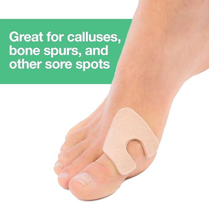ZenToes U-Shaped Felt Callus Pads | Protect Calluses from Rubbing on Shoes | Reduce Foot and Heel Pain | Pack of 24 | 1/8” Self-Stick Pedi Cushions