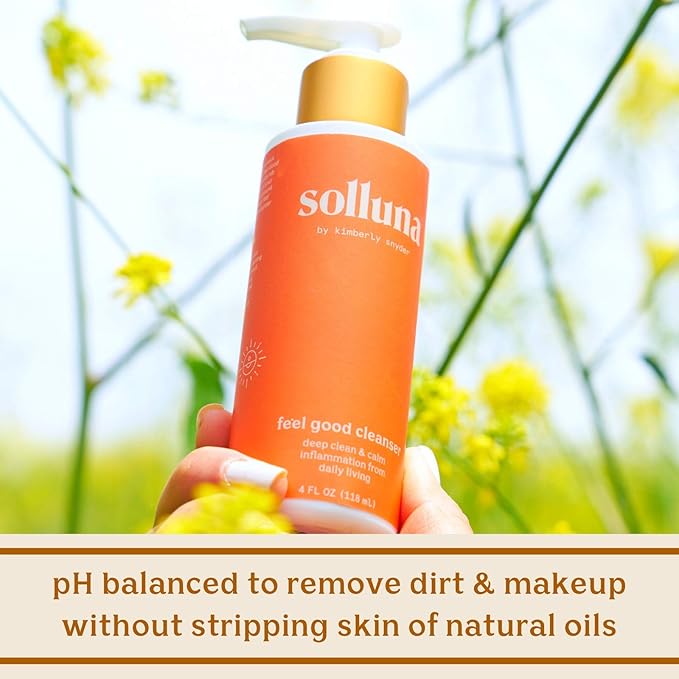 Solluna by Kimberly Snyder Feel Good Cleanser — Anti-Aging, Hydrating & Soothing pH Balanced Facial Cleanser — Gentle Moisturizing Natural Oils & Plant Botanicals (4oz) Cruelty-Free Vegan & Non-GMO