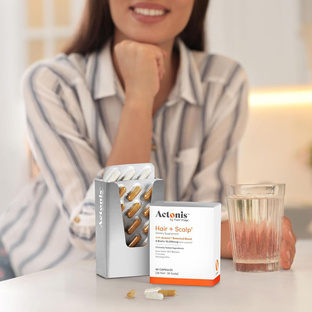 Women & Men Hair Growth Supplement, Hair + Scalp Dual Action Nutraceutical, Lustriva™ + Biotin, Men & Women Thinning Hair Supplement, Saw Palmetto, 1 Month Supply