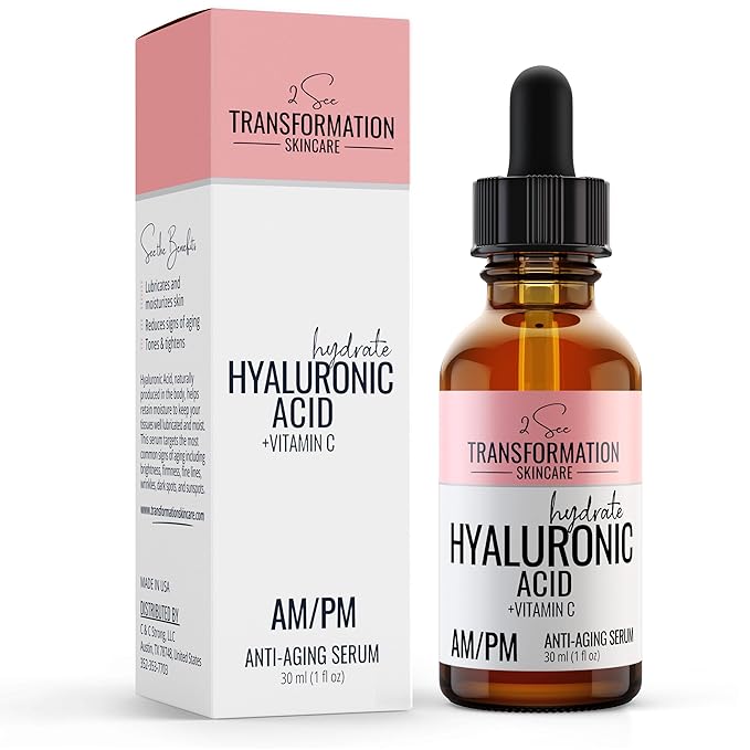 Vitamin C Serum, Hyaluronic Acid Serum for Face, Anti Aging, Menopause Support, Skin Care Products, Smooth & Tightening Skincare, Dark Spot Remover_2 See Transformation Skincare, 1 oz