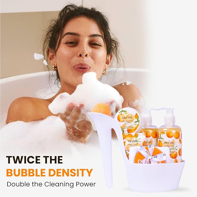 Draizee Mothers Day Gifts for Mom - Spa Gift Baskets for Women - 8 Pcs Luxury Citrus Scented Heel Shoe Design Bath and Body Spa Set - Self Care Package for Women, Present for Mom-Body Care Set for Her