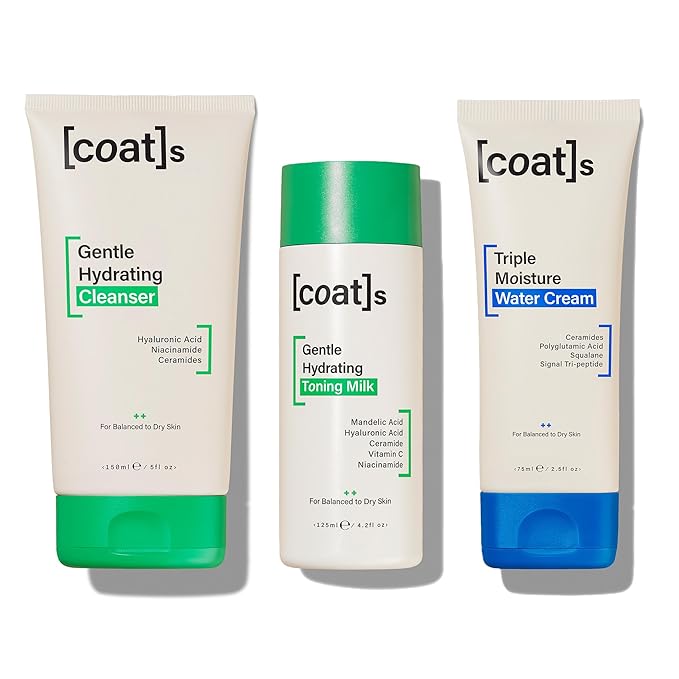 Coats Skinsentials Bundle – Cleanser 5 oz, Toner 4.2 oz & Moisturizer 2.5 oz – 3-Step Regimen Protects the Skin Barrier with Ceramides, For Women and Men