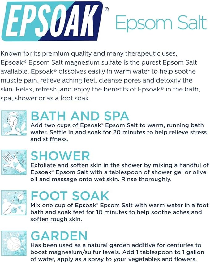 Epsoak Epsom Salt 10 lbs. (Qty. 2, 5 lb. Bags) Magnesium Sulfate USP