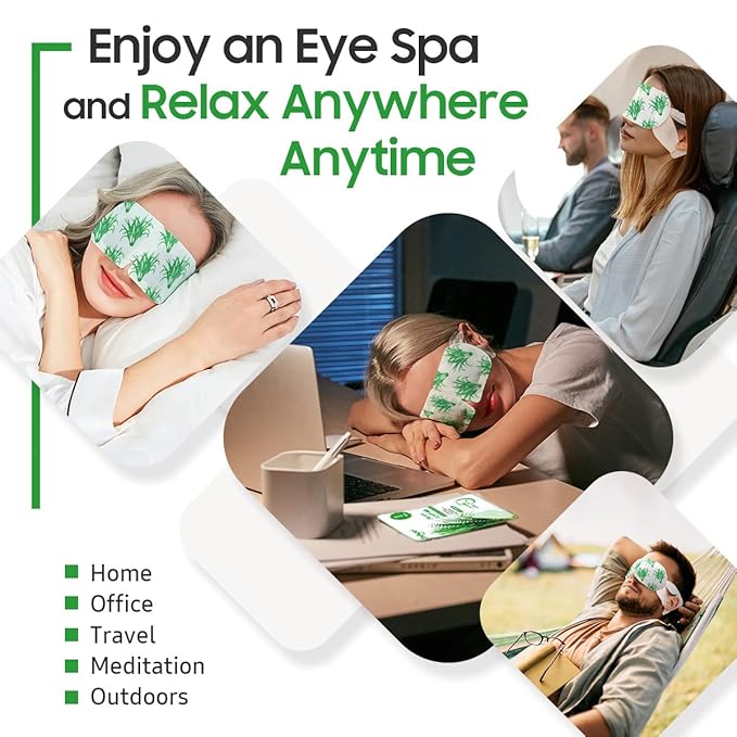 Steam Eye Mask, 10 Packs Heated Eye Mask, Self Heating Disposable SPA Warm Compress for Eyes Sleep Mask, Soothing Moist Heat Eye Masks, Travel Essentials & Relaxation Gifts (Lemongrass Scent)