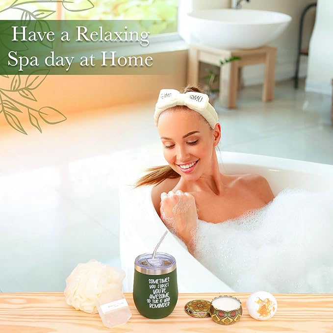 Mother’s Day Gifts for Mom – Spa Gift Box with Tumbler, Bath Bomb, Loofah, Candle. Self Care Sympathy Gifts for Women Thinking of you, Happy Birthday, Care Package for Mom, Wife, Grandma, or Friend