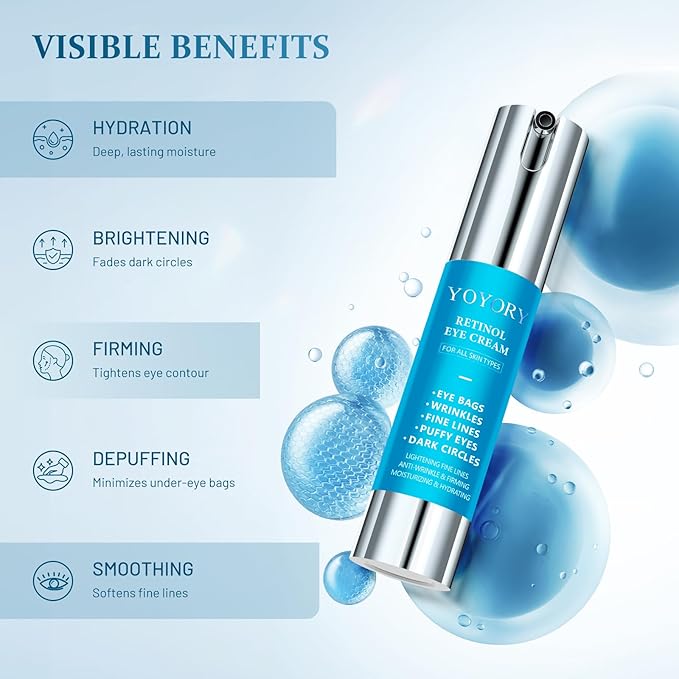 Retinol Under Eye Cream - Eye Cream for Eye Bags, Dark Circles, and Fade Wrinkles, Fine Lines Skin Care Treatment for Women and Men, 20ML blue