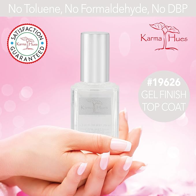 karma organic Gel Top Coat Nail Polish 0.43 FL oz, UV Shine Finish Quick Dry, No Wipe Nail Lacquer, Long Lasting No Chip Top Coat