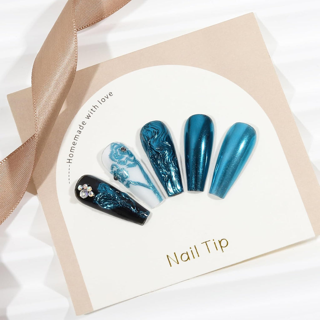 Artdone Chrome Nail Powder, Lake Blue Iridescent Aurora Powder Metallic Mirror Effect Pigment Pearlescent Mermaid Pigment Pearl Glitter Dust Kit, Nail Art Decoration, Resin Craft